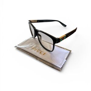Gucci Black Frames with Gold and Green Accents